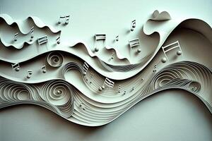 criativo música fundo. musical abstrato ilustração, papel arte. criada com generativo ai foto