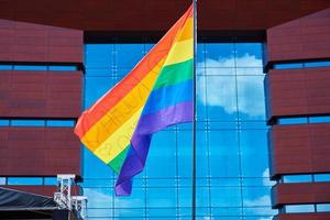 lgbtq arco Iris bandeiras em orgulho demonstração foto