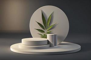 pedra ficar de pé exibição mostruário cilindro pódio terra plataforma para exibindo cannabis folha ou maconha cerquilha foto