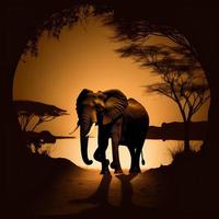elefante silhueta ai gerado foto