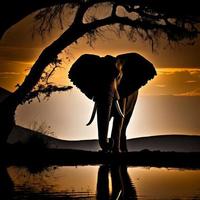 elefante silhueta ai gerado foto