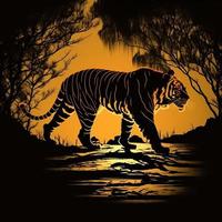 tigre silhueta ai gerado foto