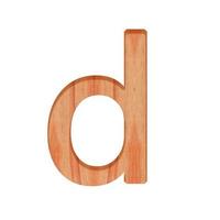 alfabeto pequeno de madeira vintage. minúsculas carta padronizar lindo 3d isolado em branco fundo Projeto consoante d foto