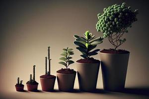 pequeno plantas dentro crescendo tipo gráfico panelas foto