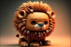 fofa desenho animado leão personagem 3d ai gerado foto