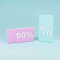 3d render venda tag em pastel fundo.desconto oferta, promoção dentro social meios de comunicação. foto