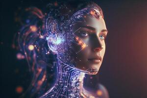 artificial inteligência ai máquina Aprendendo ou pesquisa do robô e cyborg desenvolvimento. generativo ai foto