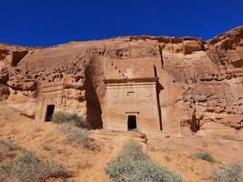 lindo dia Visão do al hegra, senhora Saleh arqueológico local dentro al ula, saudita arábia. foto