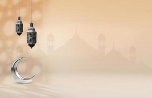 uma Ramadã lanterna com uma lua dentro a fundo . social meios de comunicação Postagens .muçulmano piedosos mês Ramadã kareem .Ramadã Mubarak lindo cumprimento cartão foto