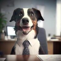 cachorro homem de negocios ilustração ai gerado foto