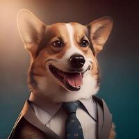 cachorro homem de negocios ilustração ai gerado foto