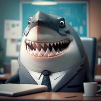 Tubarão homem de negocios ilustração ai gerado foto