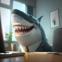 Tubarão homem de negocios ilustração ai gerado foto