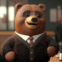 Urso homem de negocios ilustração ai gerado foto