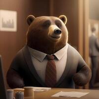 Urso homem de negocios ilustração ai gerado foto