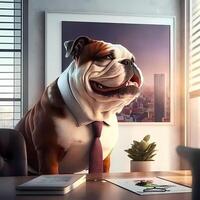 buldogue homem de negocios ilustração ai gerado foto