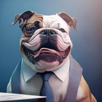 buldogue homem de negocios ilustração ai gerado foto