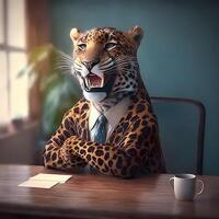 leopardo homem de negocios ilustração ai empresário gerado ilustração ai gerado foto