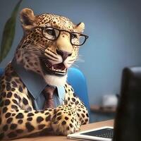 leopardo homem de negocios ilustração ai empresário gerado ilustração ai gerado foto