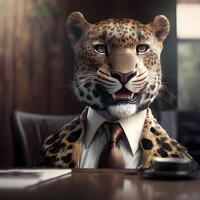 leopardo homem de negocios ilustração ai empresário gerado ilustração ai gerado foto