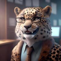 leopardo homem de negocios ilustração ai empresário gerado ilustração ai gerado foto