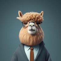 alpaca homem de negocios ilustração ai gerado foto