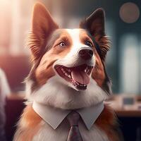 cachorro homem de negocios ilustração ai gerado foto