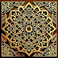 lindo islâmico padrão, Ramadã mubarak, caligráfico abstrato dourado Castanho fundo foto