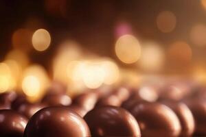 Páscoa fundo com suave bokeh luzes e chocolate criada com generativo ai tecnologia foto