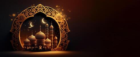árabe lanterna do Ramadã celebração fundo ilustração. generativo ai foto