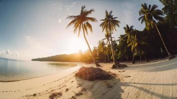 tropical paraíso ou coco Palma de praia ou branco areia lagoa foto