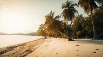 tropical paraíso ou coco Palma de praia ou branco areia lagoa foto