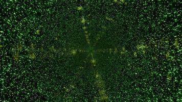 Ilustração 3D de partículas verdes brilhantes formando um túnel foto