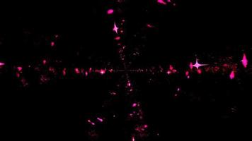 Ilustração 3D de luzes luminosas rosa girando em fundo preto foto