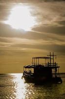 pescaria barco dentro a mar dentro silhueta estilo foto