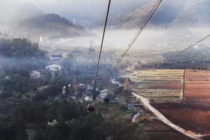 tianmen Shan cabo carro é a mais longo cabo carro passeio dentro a mundo, cobertura uma distância do 7.455 metros. a carro corre a partir de Zhangjiajie centro da cidade acima para tianmen shan, China foto