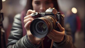 Câmera mundo fotografia dia, a beleza do a imagem ai gerado foto