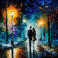 lindo amantes dentro a noite pintura foto