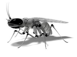 robô. inseto robô. cibernética. 3d Renderização mecânico mosca foto
