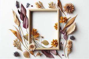 uma quadro, Armação com flores em isto criada com generativo ai tecnologia foto