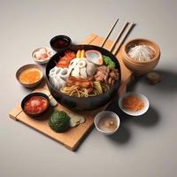 ásia Comida tradicional coreano japonês ai foto