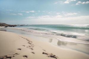 relaxante e sereno beleza do de praia litoral, ai gerado foto