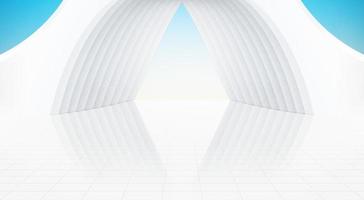moderno branco arco construção com chão, com brilhante céu plano de fundo,3d Renderização. foto