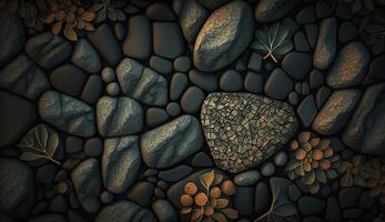 cativante texturas a partir de folhas, madeira, e pedras fundo generativo ai foto