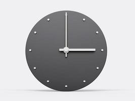 3d simples cinzento volta parede relógio, 3 horas três horas em branco fundo, 3d ilustração foto