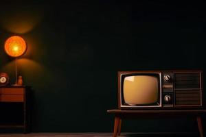 retro velho televisão em fundo. anos 90 conceitos. vintage estilo filtrado foto. foto