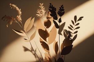 sombras natureza luz bege fundo. ilustração ai generativo foto