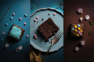 cheio cor minimalista fotografia brownies e bolos. ilustração ai generativo foto