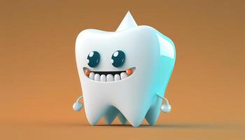 fofa dente personagem Projeto. dentes estomatologia ilustração, generativo ai foto