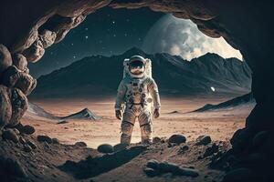 astronauta dentro aberto espaço. ilustração ai generativo foto